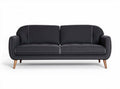 Mid-century modern two-seater sofa in dark gray fabric with wooden legs