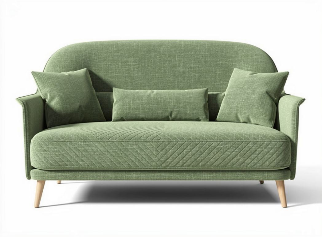 Green fabric sofa with removable cushions for living room seating 180 x 85 x 85cm