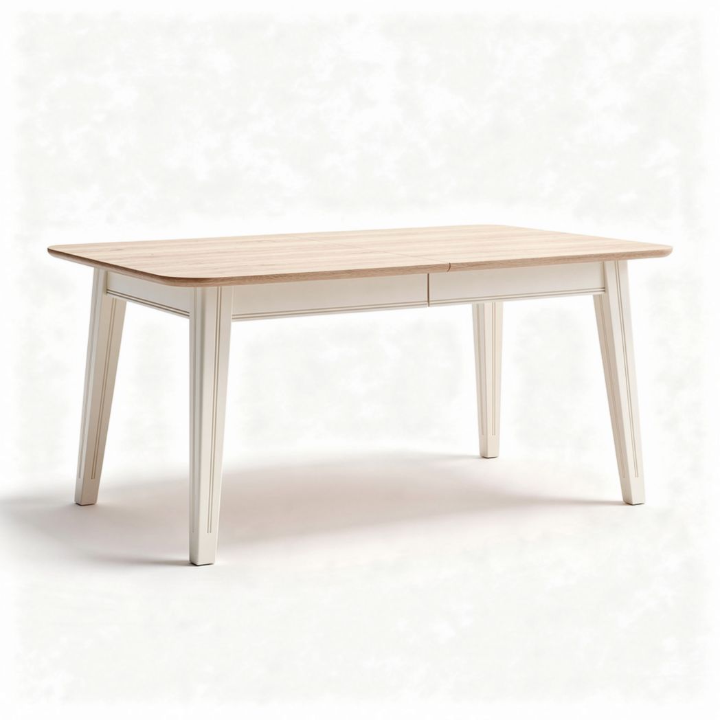 Wooden dining table with spacious design and white legs 150 x 80 x 75cm