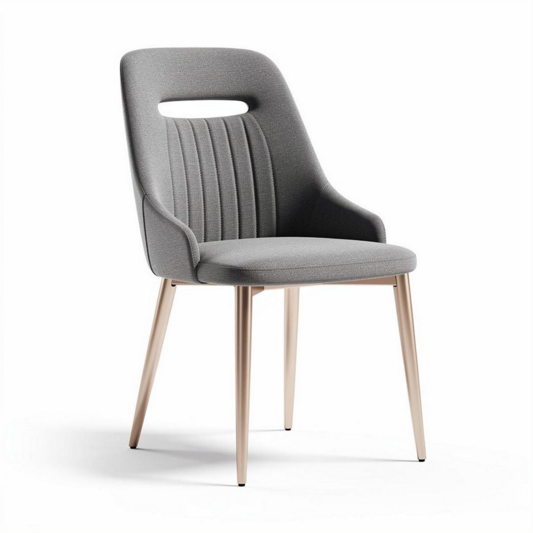 Upholstered dining chair with metal legs and backrest design in gray 55 x 45 x 85cm