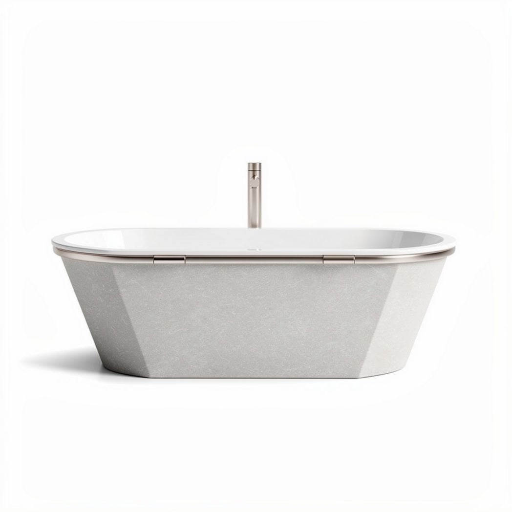 Freestanding bathtub with contemporary design in stone gray finish 170 x 80 x 60cm