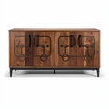 Modern wood sideboard cabinet with geometric design and four doors 150 x 40 x 70cm