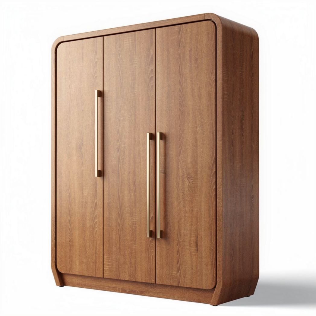 Wooden wardrobe for storage with modern design 80 x 40 x 120cm brown finish