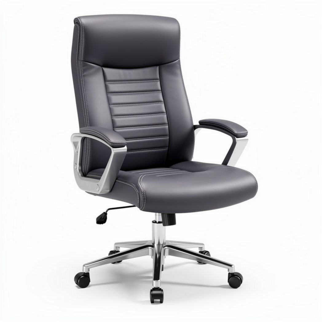 Leather executive office chair with adjustable height in dark gray 60 x 60 x 110cm