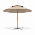 Large outdoor patio umbrella with steel frame and beige canopy 250 x 250 x 250cm