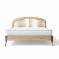 Wooden bed frame with slatted headboard and mattress support 200 x 150 x 100cm