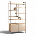 Wood and metal storage shelving unit with cabinet doors 180 x 80 x 40cm